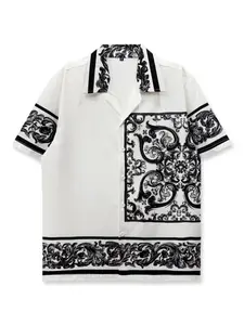 Classic Floral Paisley Shirt in and, Elegant Retro Style for Young Adults Man, Menswear Short Sleeve Contrast Printed Casual Stylish Hawaii Shirt, Fitted Cut, Perfect for Everyday and Valentine's Gift, Top