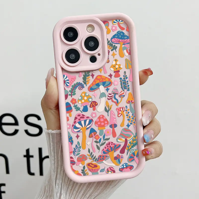 Creative Design Mushroom Pattern Phone Case , Soft Silicone , Fully Protected and Shockproof For iPhone16 15 15Pro Max 14 14Pro 13 12 11 X 16promax