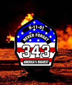 Firefighter Decal - USA 343 Powershield Memorial Window Sticker 911 Memorial Exterior Window Sticker