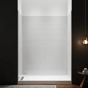 Boo Solid Surface Bathroom Wall Panels 60"L x 36"W x 78"H Shower Wall Panel Surround, Waterproof and Durable for Quick Install