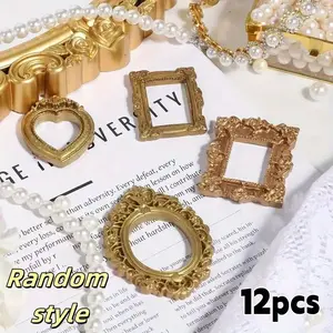 12pcs Miniature Vintage Resin Picture Frames – Small Baroque Tabletop/Desk Horizontal Display Frames for Weddings, Parties, Photos & Jewelry – Mini Vintage Baroque Resin Frames