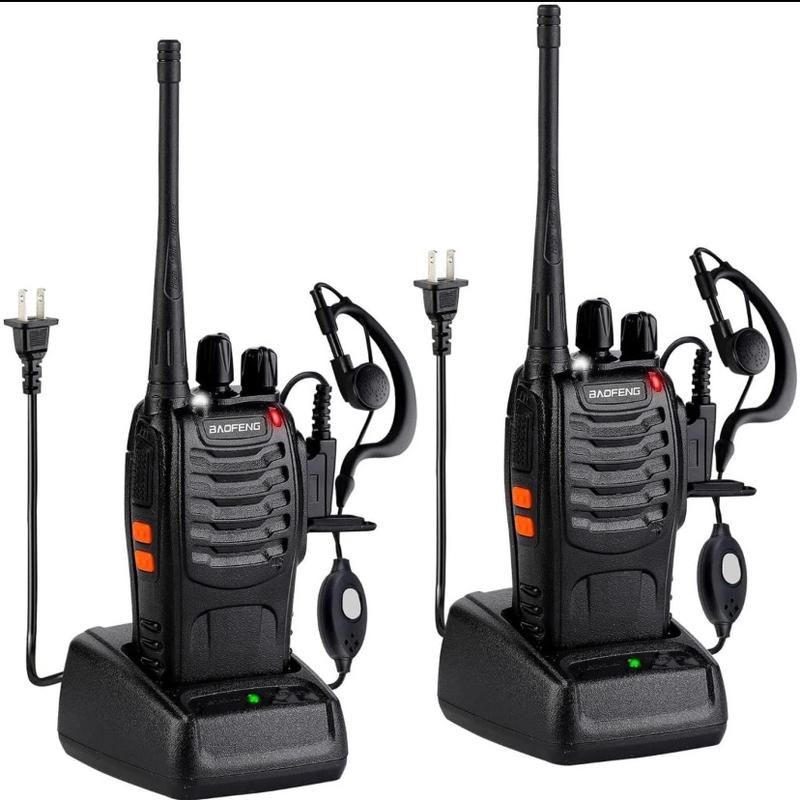 Rechargeable Walkie Talkies for Adults - Complete 2-Way Radio Kit with 2 Batteries, Earpieces & Belts - Long Range Crystal Clear Communication