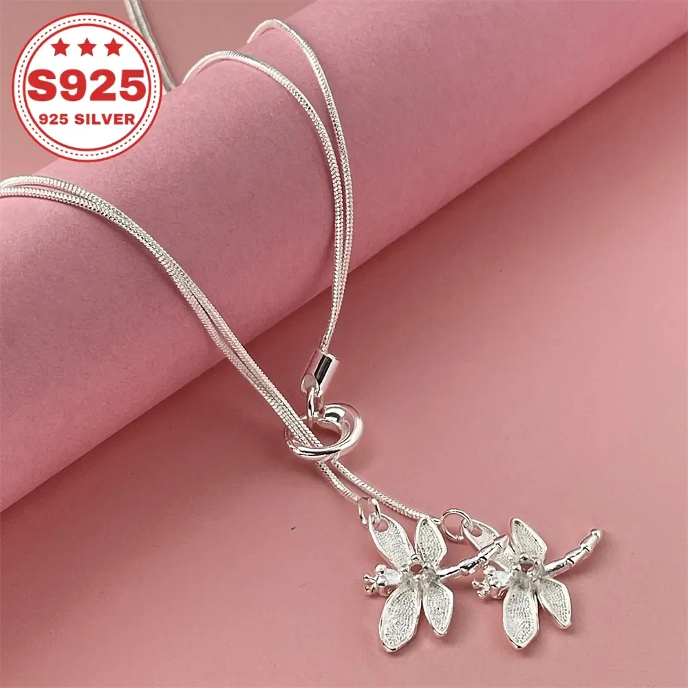 925 Sterling Silver Y-Shaped Dragonfly Pendant Necklace - Fashionable Jewelry for Anniversary, Mother's Day Gifting
