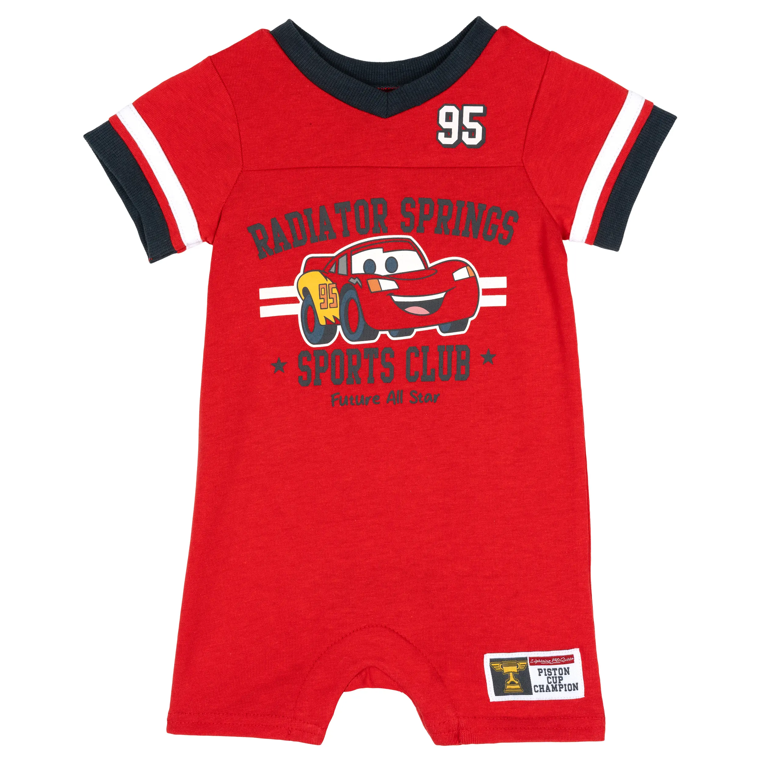 Disney Cars Lightning McQueen Toddler Boys' Athletic Graphic Jersey Blend Coverall with Snap Closures, Machine Wash, Graphic Print