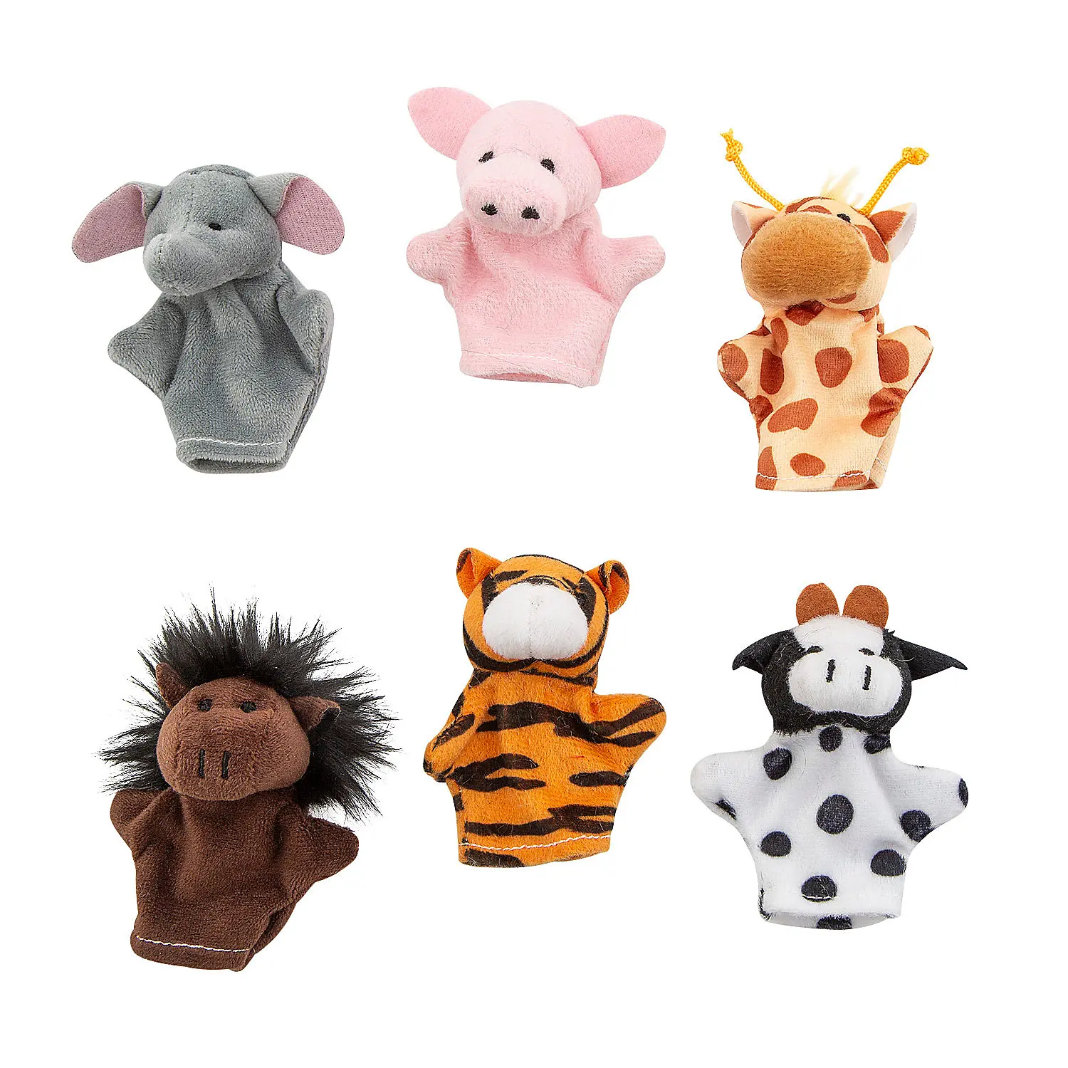 12-Pc Mini Jungle & Farm Animal Stuffed Finger Puppets, Fun Toys for Kids