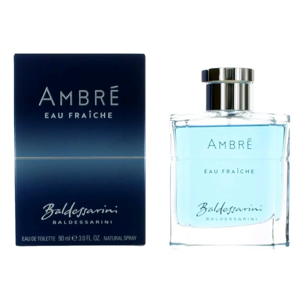 Baldessarini Ambre Eau Fraiche EDT Spray, Spicy Citrus Men's Fragrance with Notes of Watermelon and Amber, 3 oz, Amber Scent Men's Fragrance