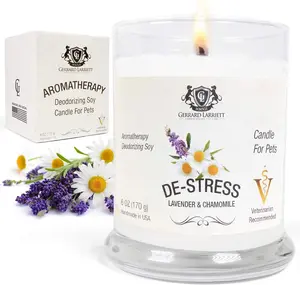Lavender & Chamomile Aromatherapy Deodorizing Soy Candle for Pets