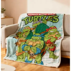 Teenage Mutant Ninja Turtles TMNT Turtle Group Silky Touch Super Soft Throw Blanket, Cartoon Blanket, Children's Birthday Gift,Cute Funny Throw Blankets for Bed Sofa Couch,Applies To Super Soft  Decorative Sofa/sofa/bedroom