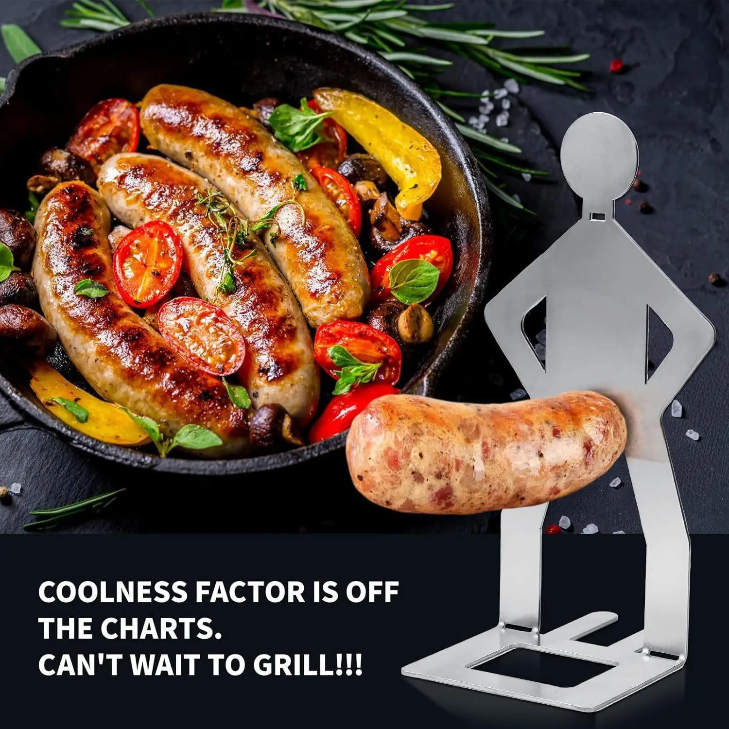 Novelty Man Shaped Grill Sausage Holder Reusable Stainless Steel Barbecue Hot Dog Rack for Picnic & Home Gathering