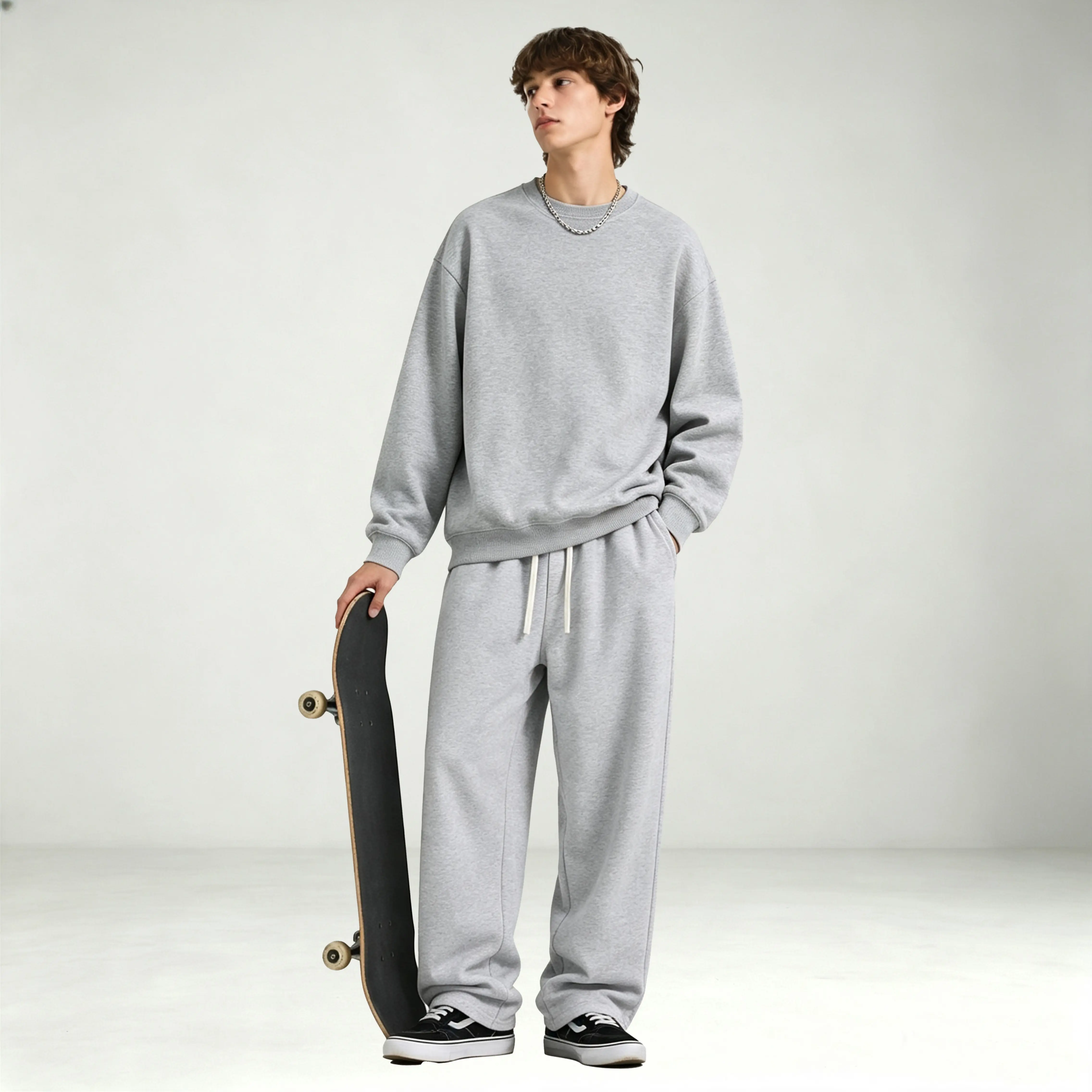 Grey Sweatshirt and Sweatpants  for  - Comfortable and Stylish Outfit for Daily Wear Casual Classic two-piece sport  Men's Tracksuit pant 2 men sets Basketball Hooded outdoor use galaxy fit fall menswear lightweight breathable summer outfit clothes 