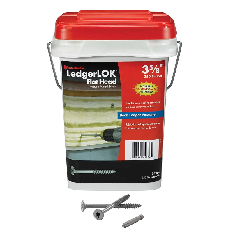 Fastenmaster Ledgerlok Structural Wood Screws, No. 14 x 3-5/8 in, Epoxy Coated Steel, Star Drive Flat Head for Code Compliant Deck Fastening, 250-Pack