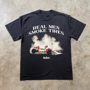 F1 'REAL MEN SMOKE TIRES' HEAVY FADED BLACK T-SHIRT