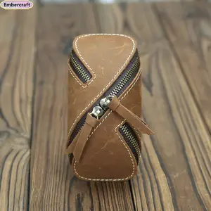 Men’s & Women’s Leather Key Bag, Retro Crazy Horse Leather Zipper Wallet for Car Keys, Card Holder, Stylish Key Organizer, Multi-purpose Keychain for Daily Use, Travel, Gifts