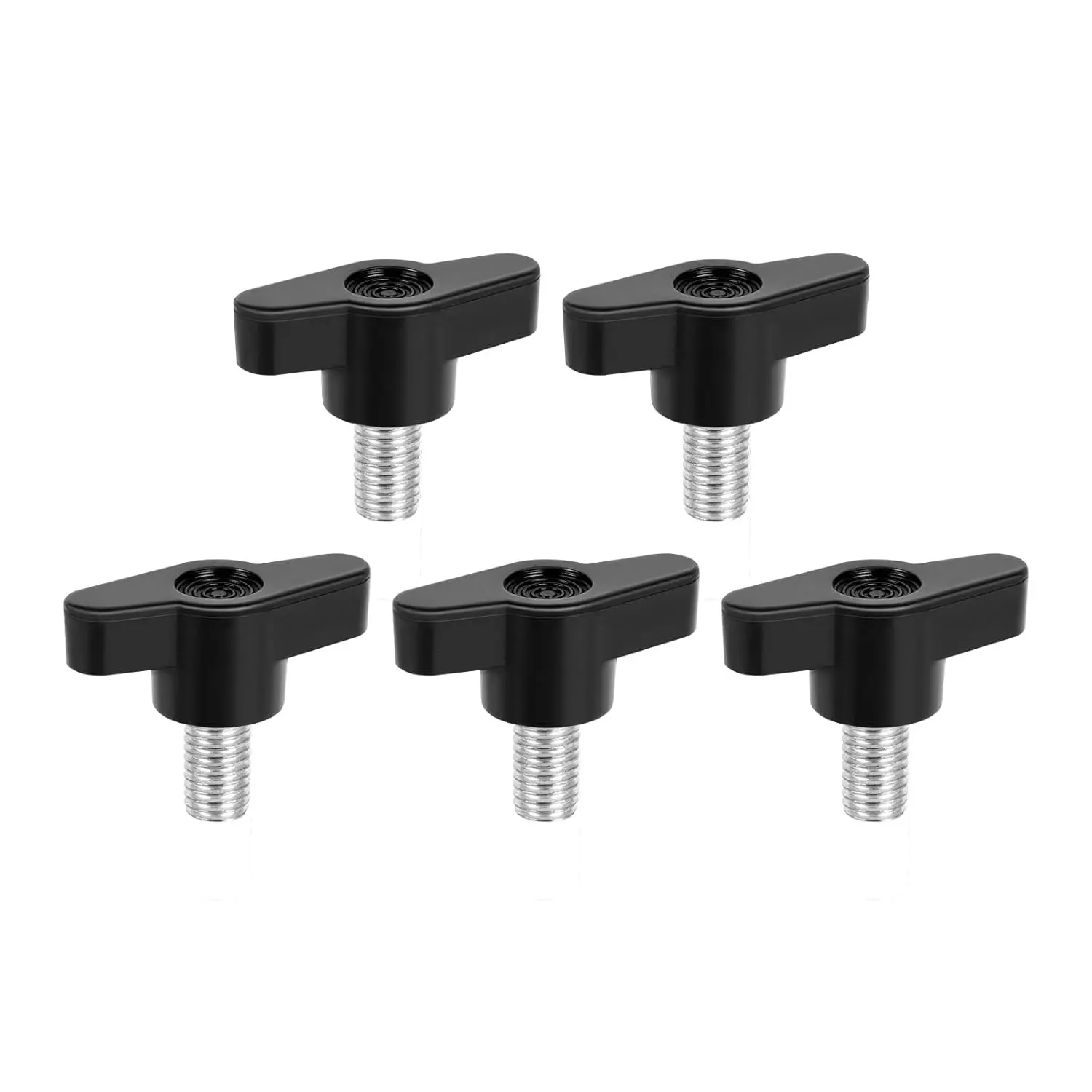 M8 x 20mm Z Type Handle Thumb Screws Plastic Head Mechanical Handle Bolts T-Shaped Wing Adjustable Knobs Carbon Steel, 5 PCS