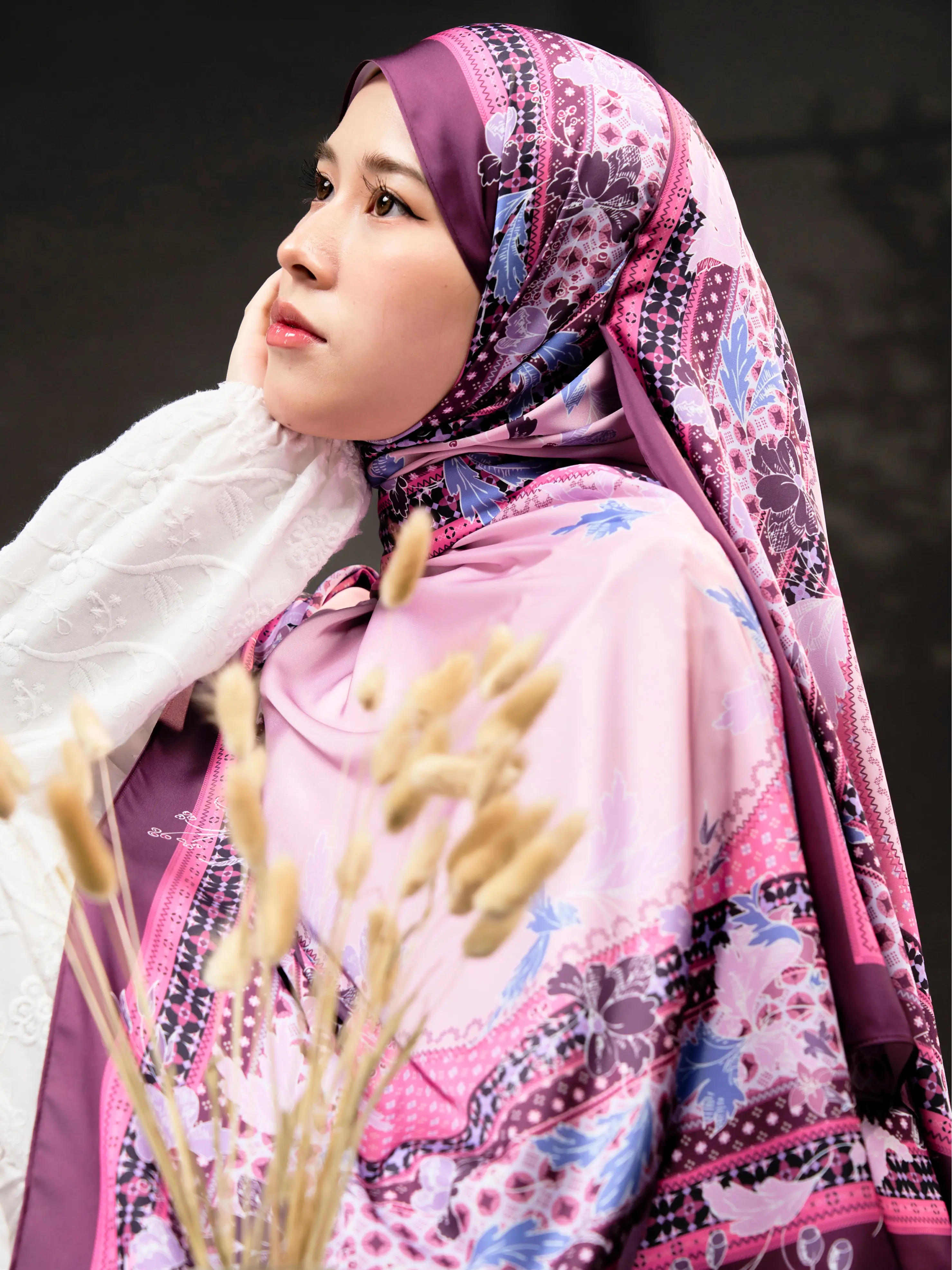 Lilac Haze Satin Silk Hijab: Salsabila Collection
