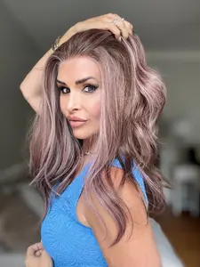 AISOM New Released Brynn Rose Mocha Wavy Wig 18 Inches 13x4 Free Part Lace Front Wig with Scandinavian Hairline Heat Friendly Synthetic Lace Wigs