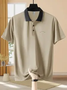 Men's Summer Fashion London Print Polo Shirt, Short Sleeve Breathable Quick-Dry Casual Business Wear, Daily Commute Stylish Top