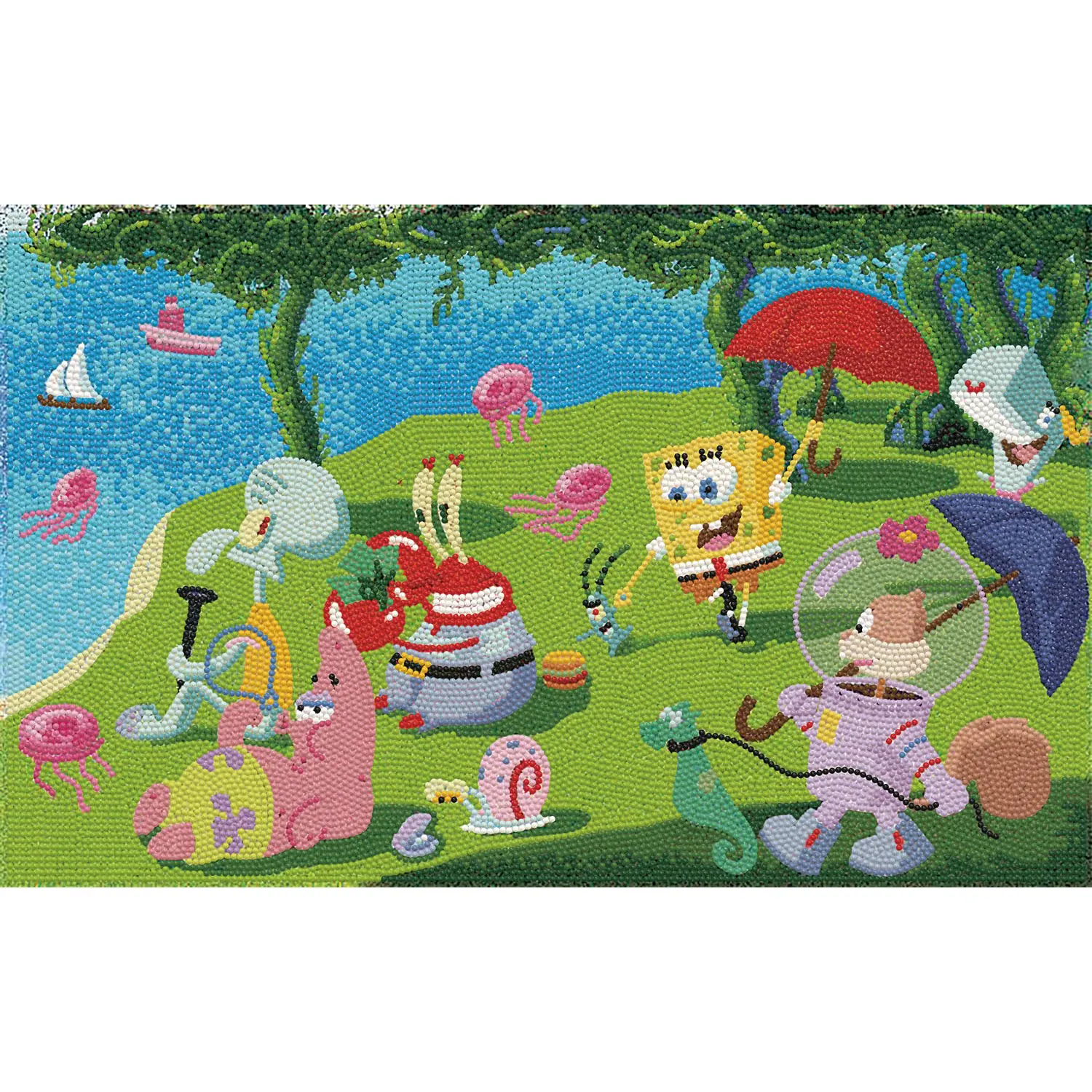 SpongeBob Sunday Afternoon Diamond Painting Kit with Resin Drills, Diamond Pattern Design, DIY Craft Kit for Toys & Hobbies Needlework, Craft Kits