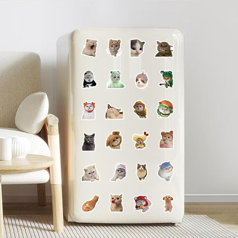 100PCSFunny Cat Meme Stickers for Adults,  Cute Cat Expression Waterproof Vinyl Stickers Pack for Water Bottle, Laptop, Scrapbook, Luggage, Pet Animals Decals, Party Supplies