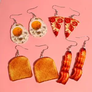 Acrylic Fried Egg Earrings Pizza Earrings Food Earrings Bacon Earrings Toast Bread Earrings