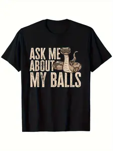 Men'S Black T-Shirt with Ball Python Graphic  _Ask