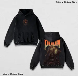DOOM The Dark Ages 2025 Limited Hoodie – Heavyweight Acid Washed Vintage Pullover for Hardcore FPS Fans | Oversized Retro Graphic Hoodie | Game Merch for Men | Essential DOOM Slayer Outfit | Game of the Year Streetwear Pick