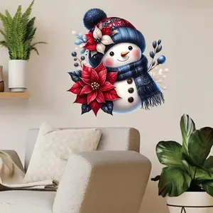 Cute Blue Snowman Wall Stickers for Christmas, Sticker Wall Stickers for Aesthetic Home Decoration, Bathroom Waterproof Wall Stickers, Compatible with Living Room, Bedroom, Toilet Wall Stickers, Christmas Decoration, Holiday Gifts