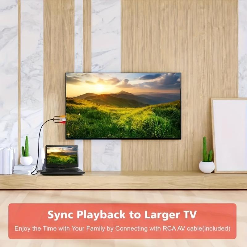 Portable DVD Player 17.9" HD Screen Supports Multiple Formats TV Sync USB SD 270° Rotation 180° Flip Compact for Car Home Travel Remote Audio Sound System with Long Battery Life