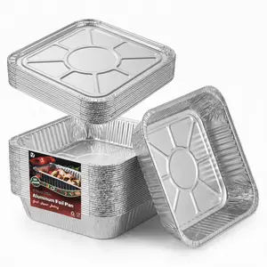 8x8 Thick Heavy Duty Aluminum Pans with Lids (30 Pack)-Disposable Foil Food Containers for Baking,Cooking,Heating,Freezing and Holiday Party Food Storage