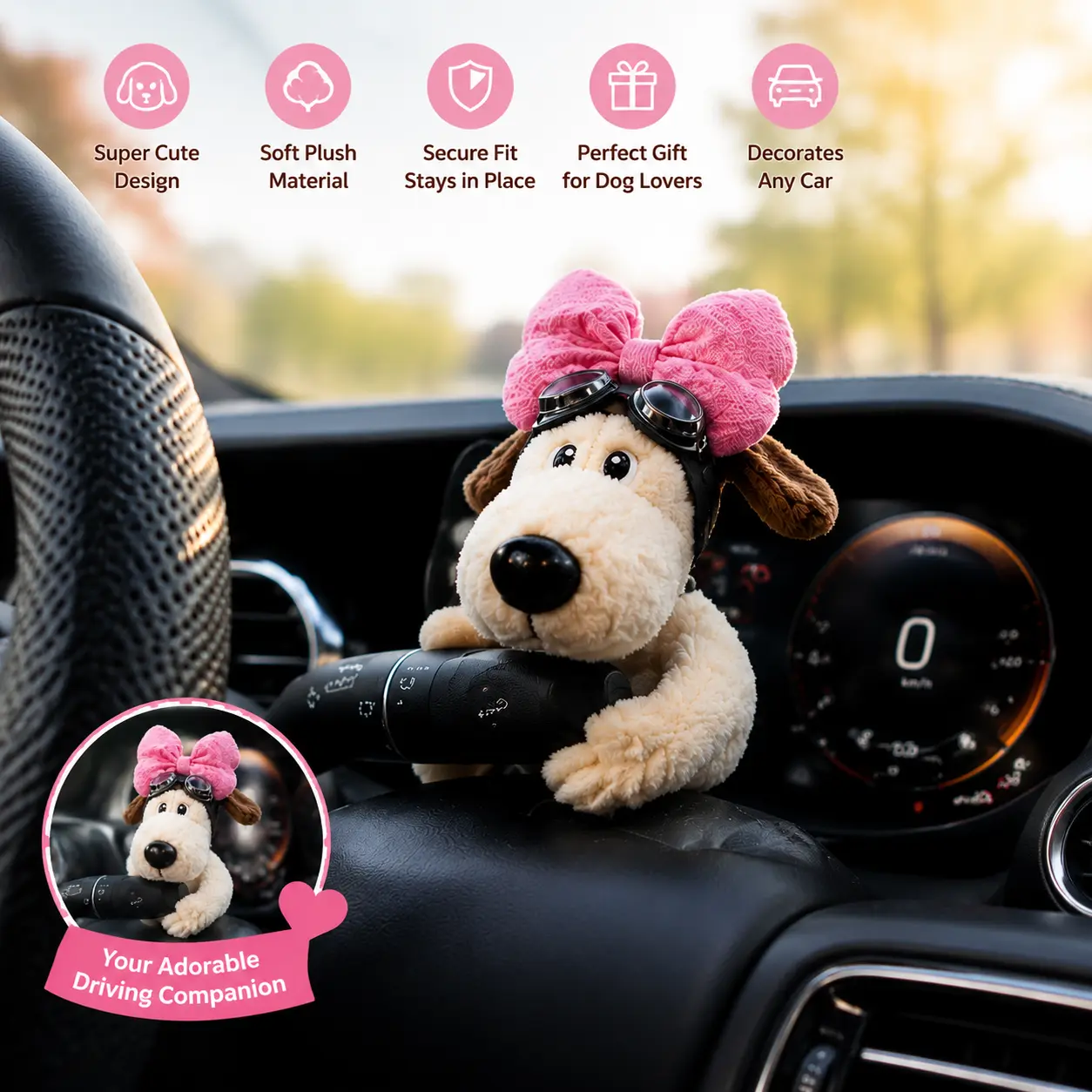 Cute Plush Puppy Car Dashboard Decor, Soft Dog Car Accessories, Adorable Animal Interior Decoration, Gift for Dog Lovers