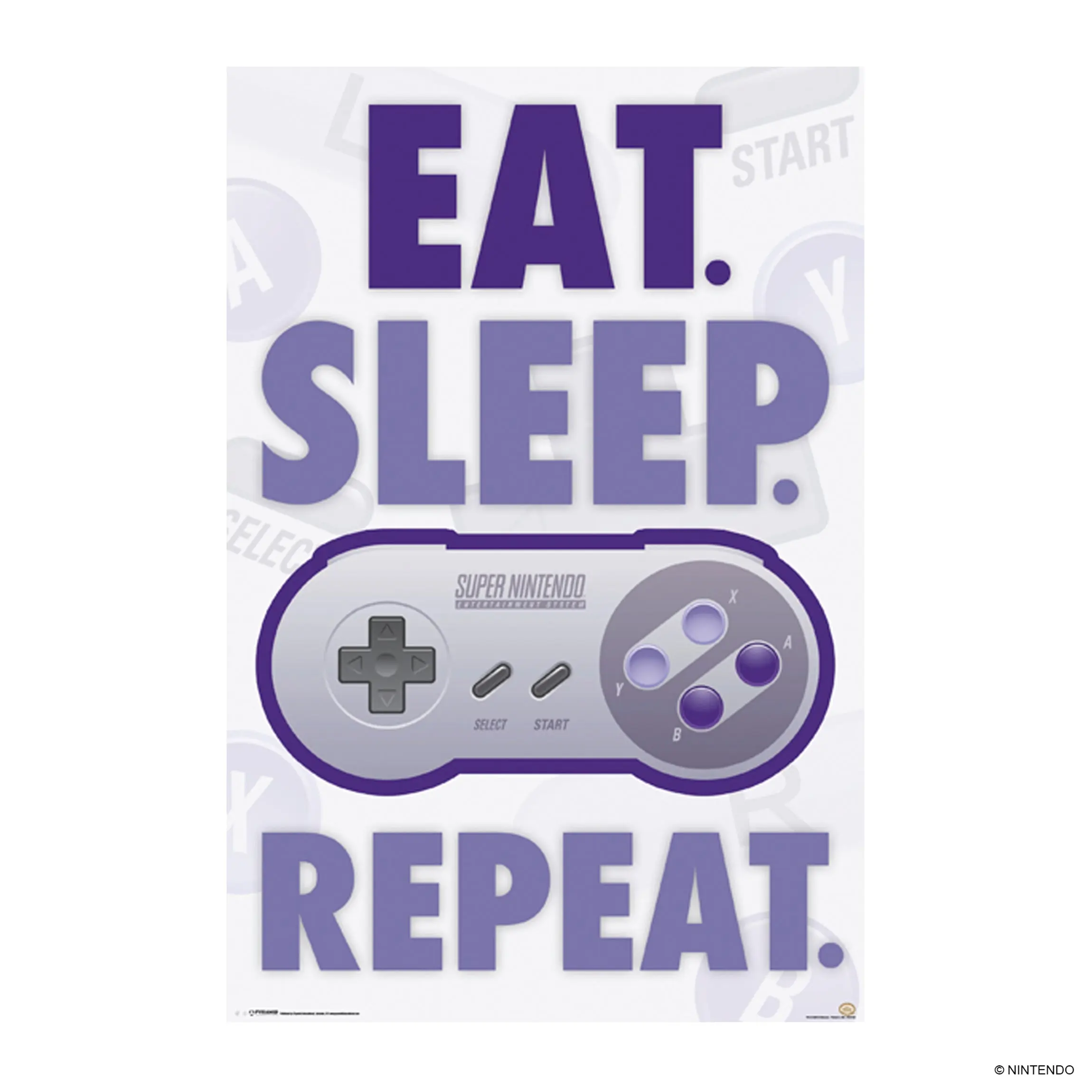 Nintendo - Eat, Sleep, Game, Repeat - 24x36 Unframed Poster