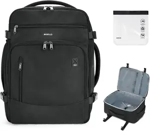 ECOHUB Travel Backpack for Men, 18x14x8 Spirit Airlines Personal Item Bag with Clear Toiletry Bag, Laptop Carry on Backpack with USB Port, Airline Approved Under Seat 14 Pockets 30L