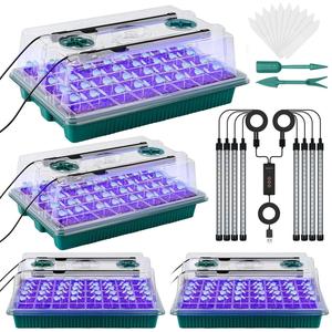 160-cell seedling starter tray with grow led lights, 4 sets usb powered germination kit with humidity vents, drainage holes, planting tool for garden, boyfriend gift, garden accessories
