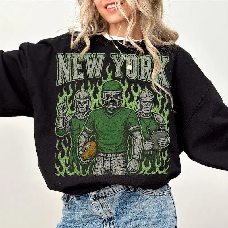 [Sale off up to 50%] Vintage New York Football Sweatshirt, Retro NY Jets Crewneck, Old School Football Fan Apparel, Sunday Game Day Shirt