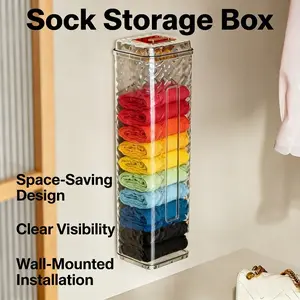 New Wall Mounted Sock Storage Box - Water Ripple Acrylic Underwear & Sock Organizer for Closet, Bathroom, No Drilling, Space Saving Drawer Divider for Small Items