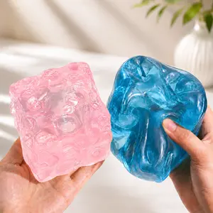 Crunchy ASMR Squishy Cube Toy, Thick No-Rebound Moldable Fidget Stress Relief Toy, Jelly Squeeze Sensory Squishies for Teens Adults, 7cm Large & 5cm Optional, Toys & Hobbies, Desk Home School Gift stoys