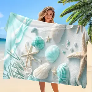 Extra Soft Oversized Shell & Starfish Beach Towel - Quick-Dry Microfiber with Strong Wrap, Perfect for Beach & Pool, Essential Gift for Friends & Family