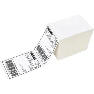 4 x 6 Thermal Labels - Pack of 100 Fanfold Labels for Direct Thermal Printer, White Perforated Shipping Label,100 Label per Stack,1 Stack