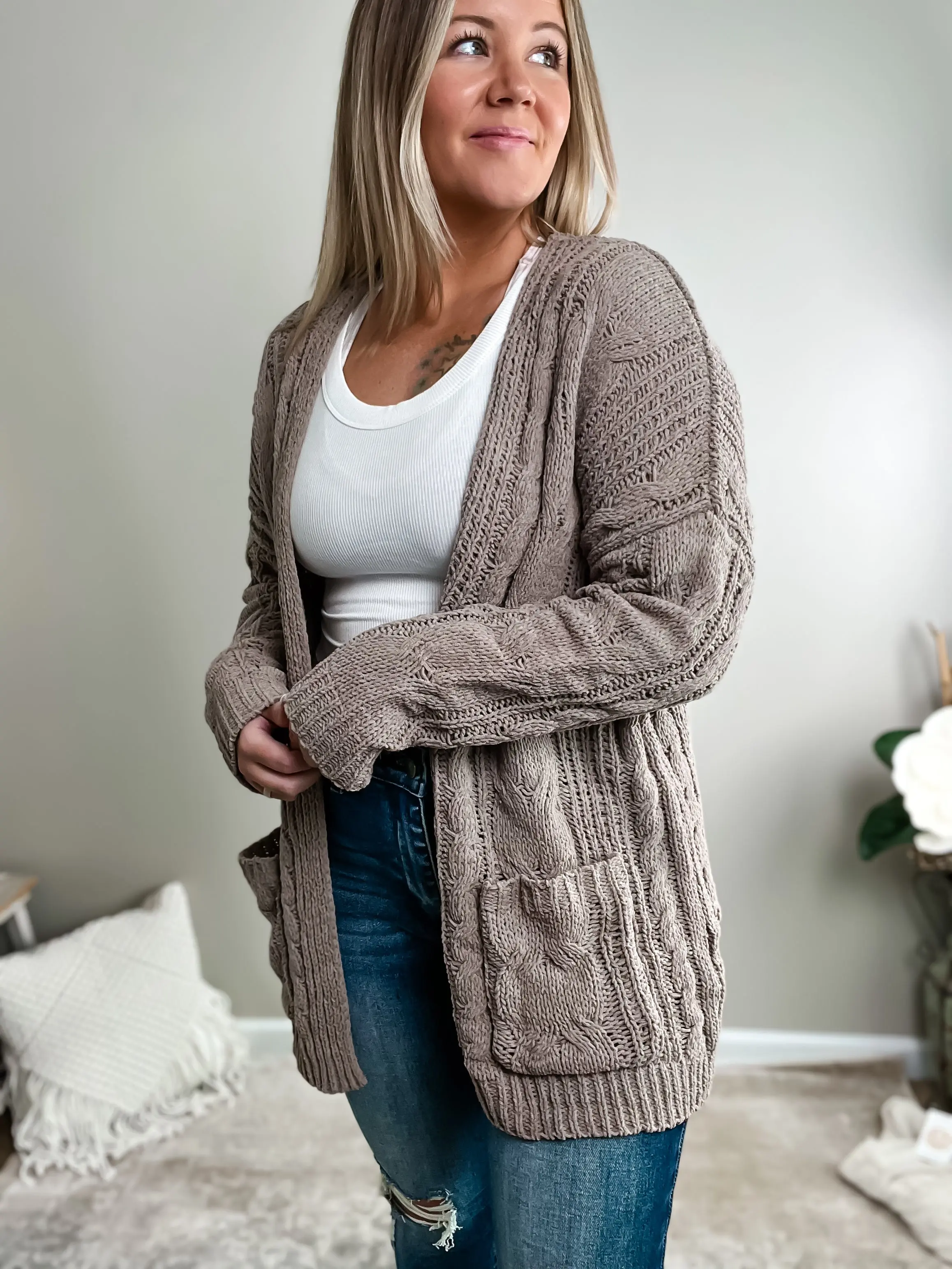 Chenille Cable Knit Cardigan Chenille Cable Knit Cardigan