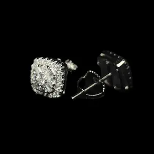 8MM VVS Round Square Emerald Cut Earrings