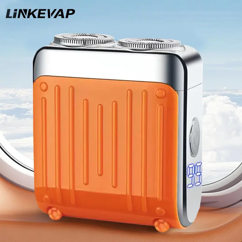 LINKEVAP Traveller Mini Electric Beard Shaver, Waterproof & Comfortable Double-Ring Magnetic Cutter, One-Button Long Lasting for Travel & Daily Use, 2