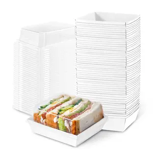 50 Pack Charcuterie Boxes With Clear Lids  4 Inches White Small Square To Go Paper Bakery Dessert Box Disposable Mini Food Container For Sandwich Cookie Brownie Cake Strawberry Snack