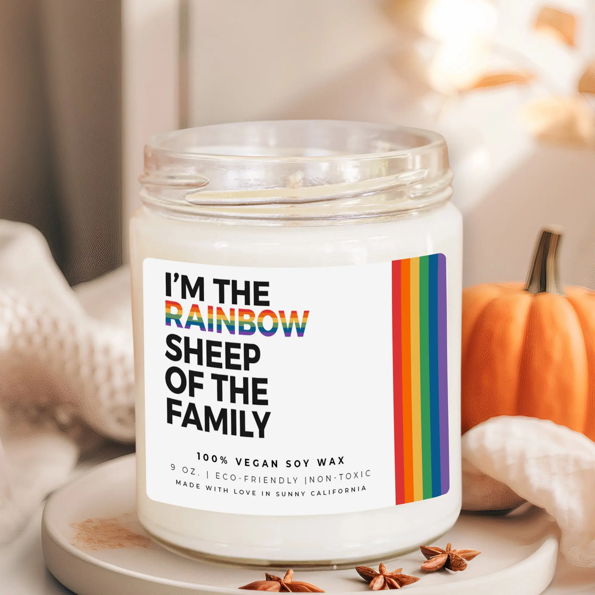 I'm The Rainbow Sheep Of The Family Candle, Pride Month Candle, LGBTQ+ Gay Lesbian Bisexual Queer Gift, Funny Gift For Him Her