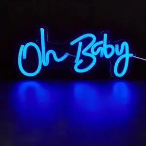"oh Baby" Neon Light LED Sign, USB Powered, Adjustable Brightness, Wall Mounted, Multi-Purpose Decor for Bedroom, Bar, Party, Wedding