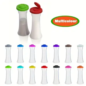 2 extra-large salt and pepper shakers, moisture-proof salt containers for camping, picnics, outdoor kitchens, lunch boxes, travel spice containers, clear with red lids, plastic airtight spice jars, dispensers, barbecue seasoning jars, and powder shakers