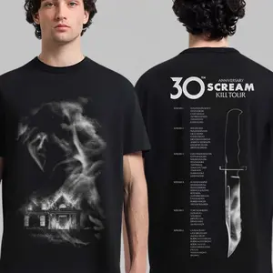 Scream 7 30th Anniversary Killl Tour Adult and Youth Shirt Sweatshirt, Scream 7 Movie 2026 Tee, Two Sided Ghostface Horror Shirt, Vintage 90s Graphic Scary Movie Merch, men's women clothing clothes merch, Streetwear, Gift For Him & Her