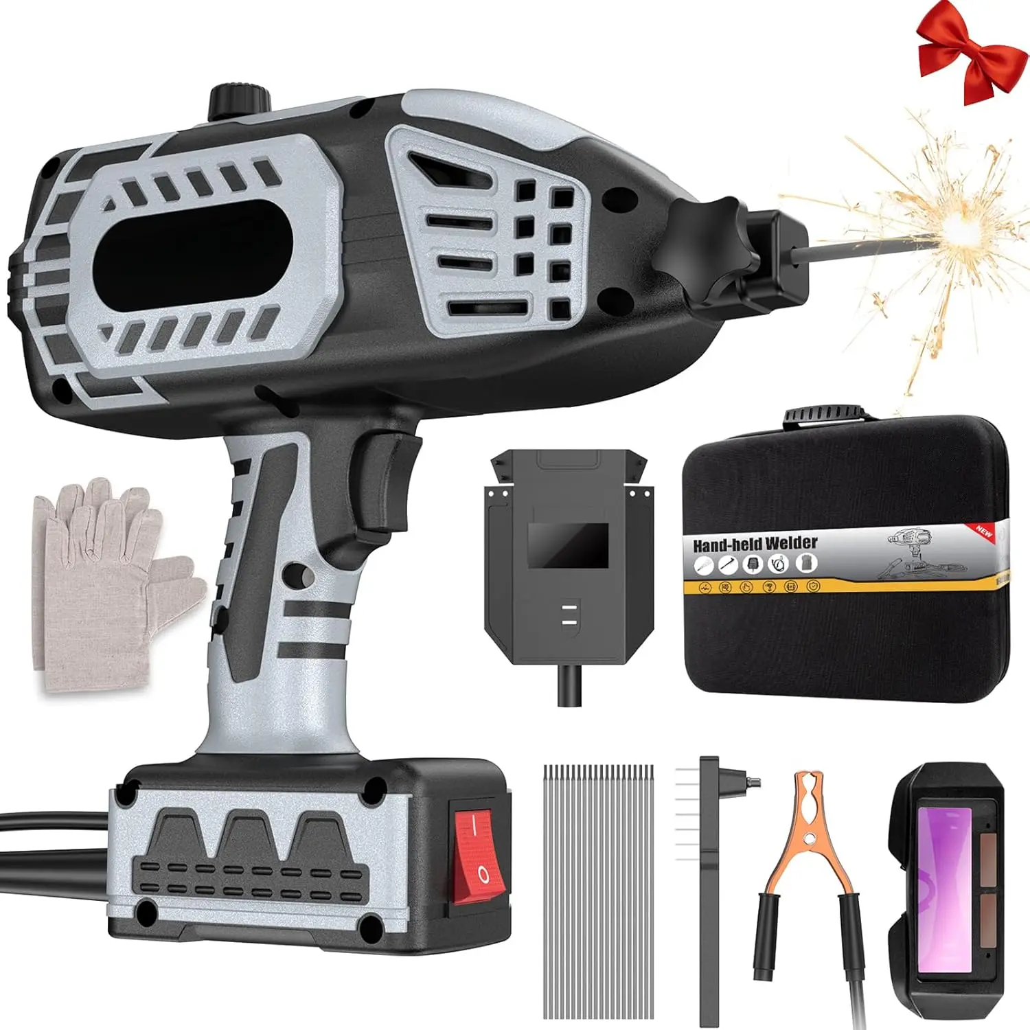 Portable Welding Machine 110V, Portable Handheld Welder with IGBT Inverter 5 Variable Current Adjustment, Electric ARC Stick Welder Gun for 1/16"-1/8" Rods, Carring Case &20 Rods Included