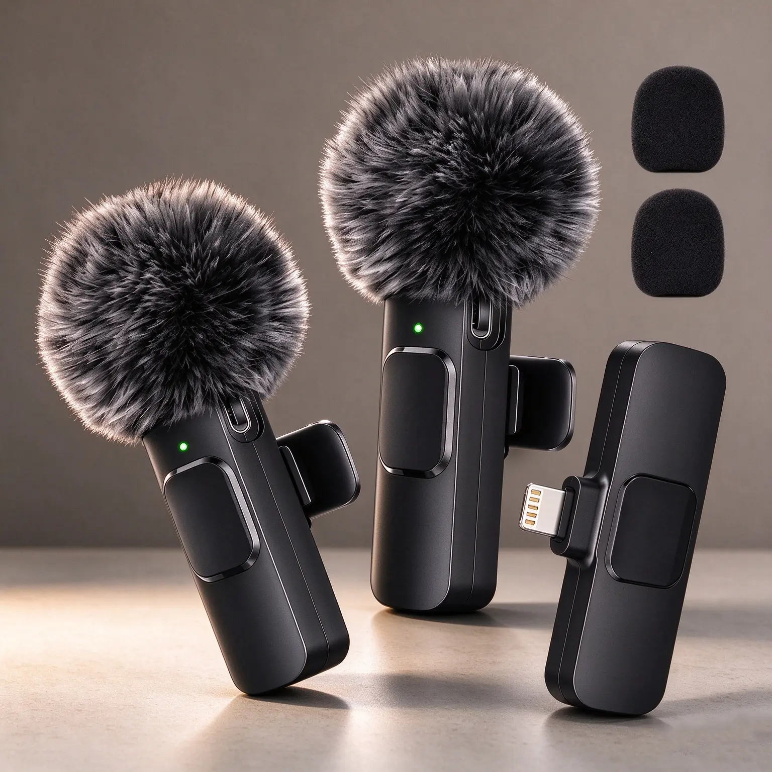 Portable Wireless Lavalier Microphone Set - USB Rechargeable Collar Clip Audio Mic for iPhone/Android Smartphones, Plug-and-Play Vlogging Equipment for Video Recording, Interviews, Live Streaming