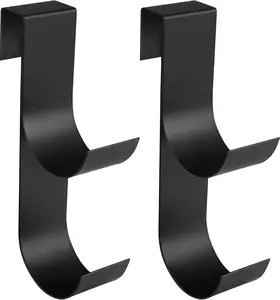 2 Pcs Heavy Duty Black Pool Fence Hooks, Slip-on Fence Hangers for Pool Equipment Pool Poles Pool Hose Pool Skimmer, Fit 3/4 Inch to 1-1/4 Inch Railing