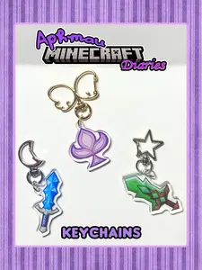 Aphmau, Garroth, & Laurance Minecraft Diaries Keychain Charms 2"